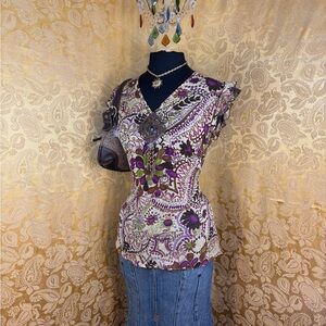 Moana Bikini Purple Floral V-Neck Blouse